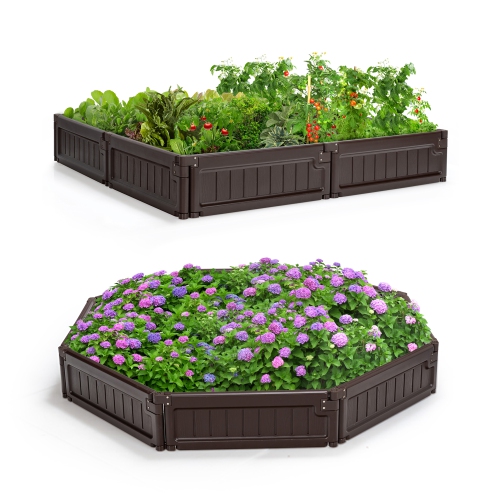 GYMAX  2PCs 4 X 4 Ft Raised Garden Bed Set Planter Box for Vegetable Flower Gardening