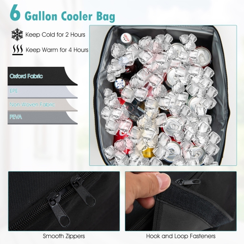 Gymax 2-Person Canopy Porch Swing Padded Chair Cooler Bag Rotatable Tray