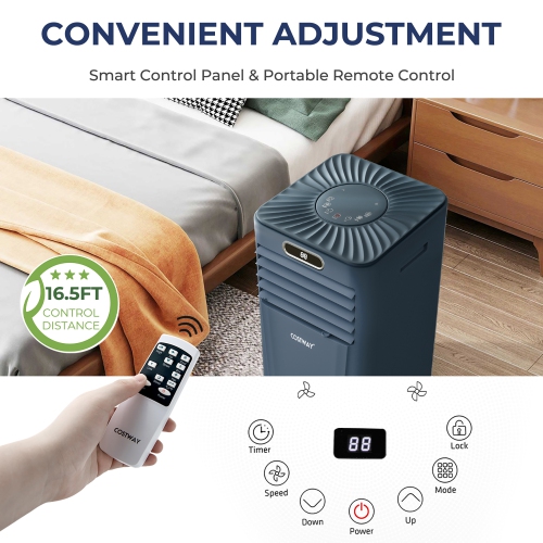 Climatiseur portable de 2,34 kW de marque Costway avec télécommande Rafraîchisseur d'air 3 en 1 avec déshumidificateur