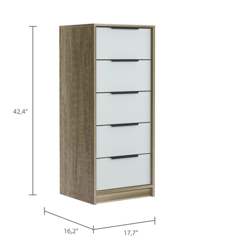 TUHOME Kaia 5 Drawer Dresser Engineered Wood Dressers in Multi-color