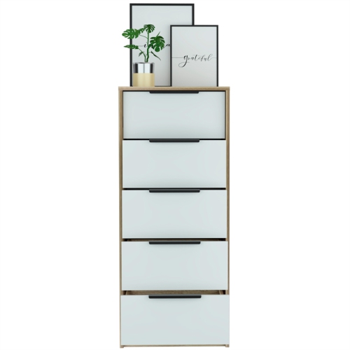 TUHOME Kaia 5 Drawer Dresser Engineered Wood Dressers in Multi-color
