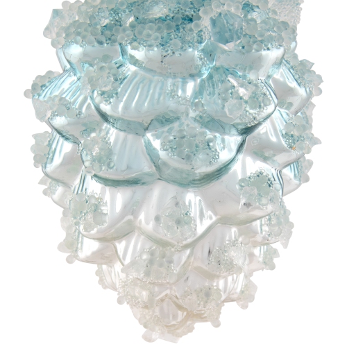 4.75" Blue Icy Pine Cone Glass Christmas Ornament