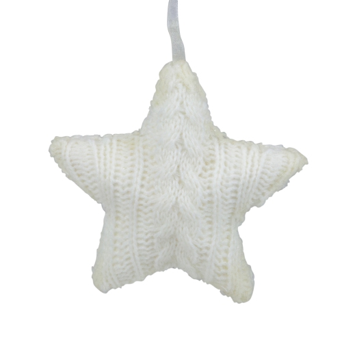 4" Cream Cable Knit Star Christmas Ornament