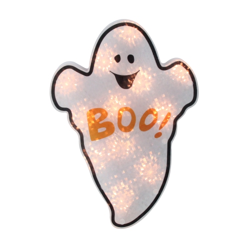 NORTHLIGHT  12" Lighted Holographic Ghost Halloween Window Silhouette Decoration 