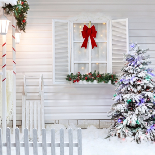 19" LED Lighted Red Tinsel Bow Christmas Decoration