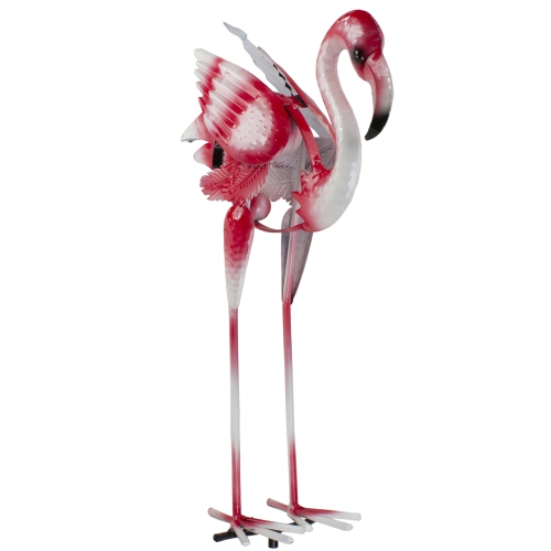 Pink and White Kinetic Flamingo Christmas Figurine