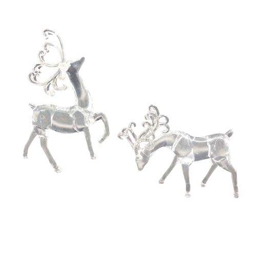 Set of 2 Clear Standing Reindeer Christmas Figurines, 9.25-Inch