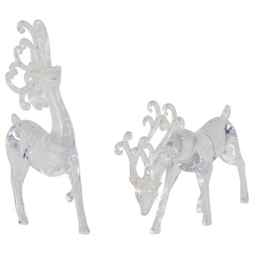 Set of 2 Clear Standing Reindeer Christmas Figurines, 9.25-Inch