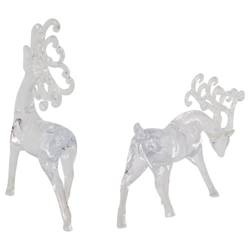 Set of 2 Clear Standing Reindeer Christmas Figurines, 9.25-Inch
