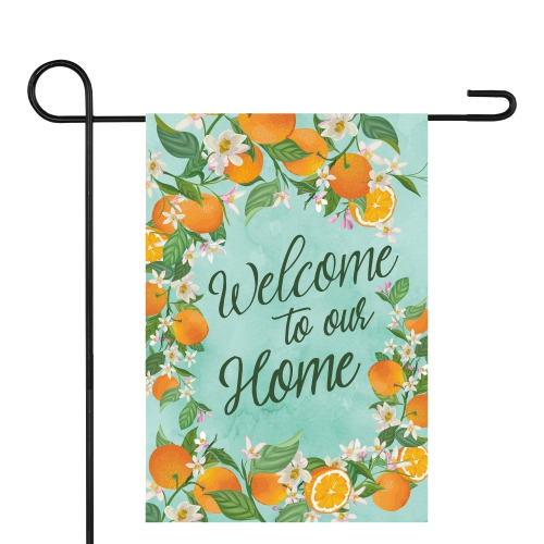 NORTHLIGHT  Welcome to Our Home Oranges Outdoor Garden Flag 12.5" X 18"