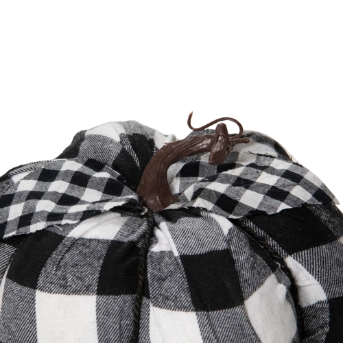 7" Black and White Buffalo Plaid Fall Harvest Tabletop Pumpkin