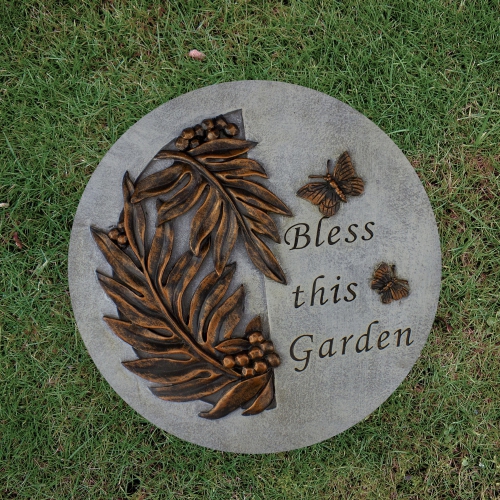 9in Round Bless This Garden Religious Garden Stepping Stone