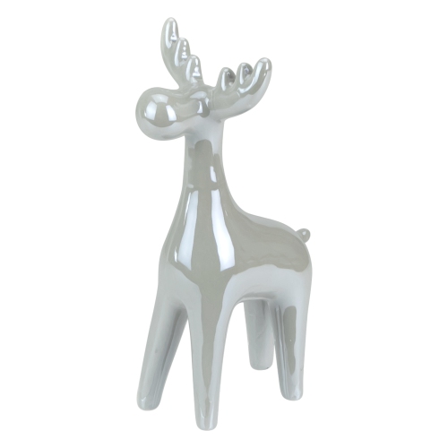7" Gray Ceramic Reindeer Christmas Figure