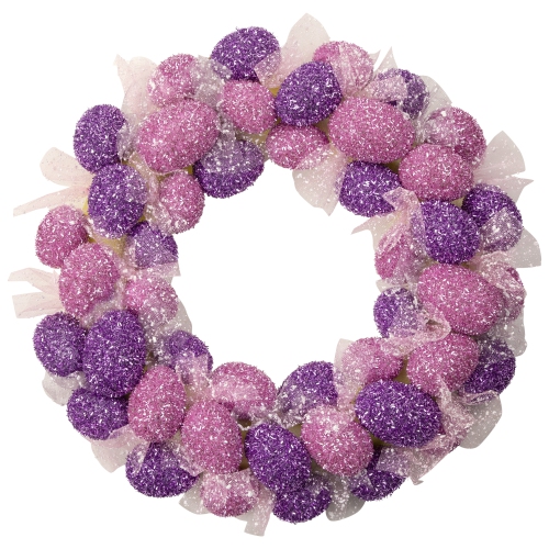Glittered Pink and Purple Easter Egg Wreath, 20-Inch, Unlit