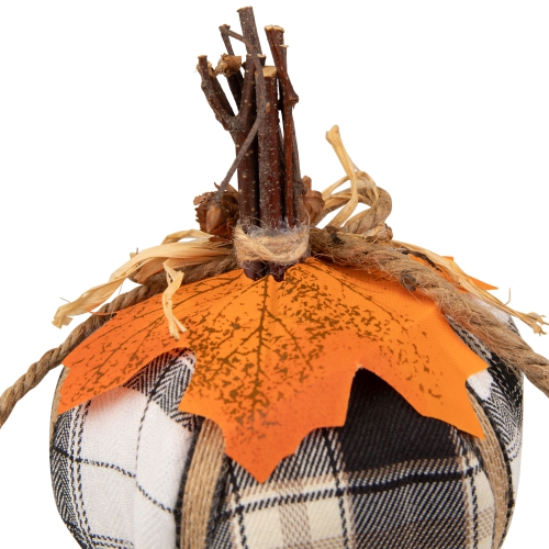 5" Black and White Plaid Fall Harvest Plush Pumpkin