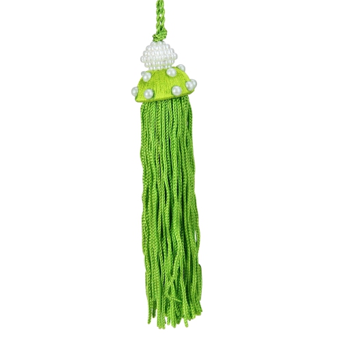 4.25" Green Tassel with Faux Pearls Christmas Ornament