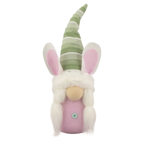 NORTHLIGHT  13" Pink And Girl Easter Bunny Gnome In Green