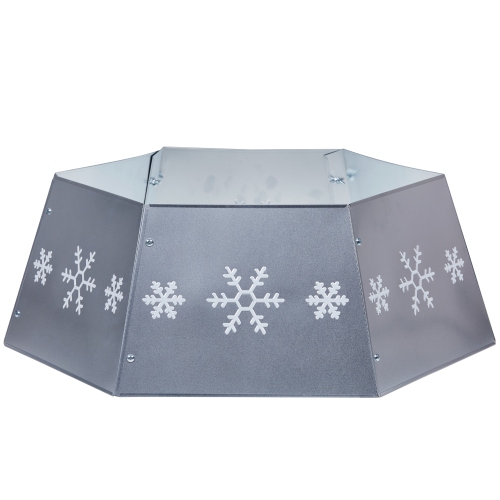 NORTHLIGHT  26.5" With Snowflakes Metal Hexagonal Christmas Tree Collar In Silver
