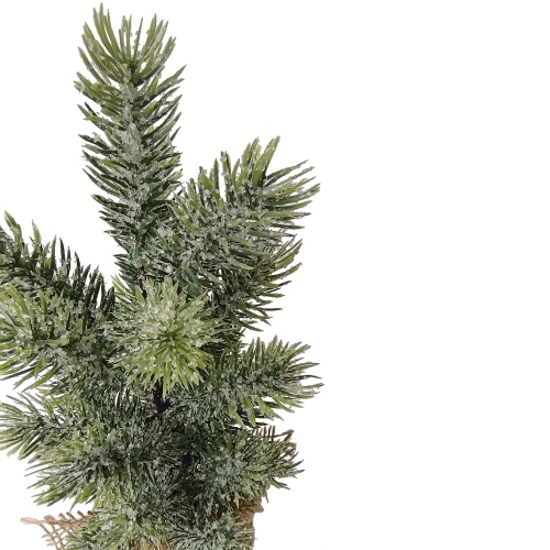 17.5" Icy Frosted Pine Tree in Burlap Base Christmas Decoration