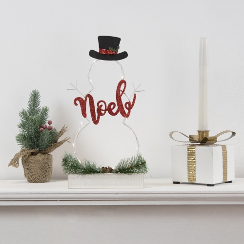 12.75" LED Lighted Snowman Silhouette Christmas Noel Sign