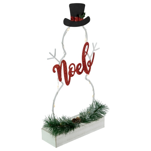 12.75" LED Lighted Snowman Silhouette Christmas Noel Sign
