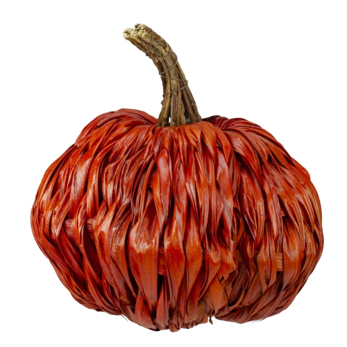8.5" Orange Autumn Harvest Woven Pumpkin Decoration
