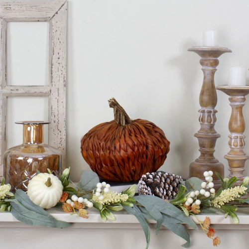 8.5" Orange Autumn Harvest Woven Pumpkin Decoration