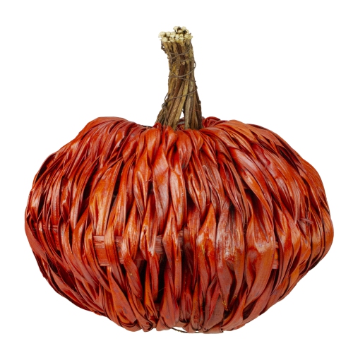8.5" Orange Autumn Harvest Woven Pumpkin Decoration