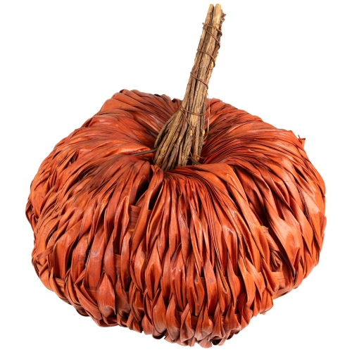 8.5" Orange Autumn Harvest Woven Pumpkin Decoration
