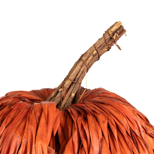 8.5" Orange Autumn Harvest Woven Pumpkin Decoration