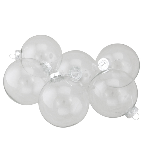 NORTHLIGHT  6Ct Clear And Glass Christmas Ball Ornaments 3.25" (80Mm) In Silver