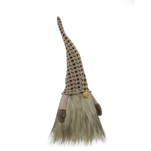 12.5" Beige and Brown Sitting Christmas Gnome Figure