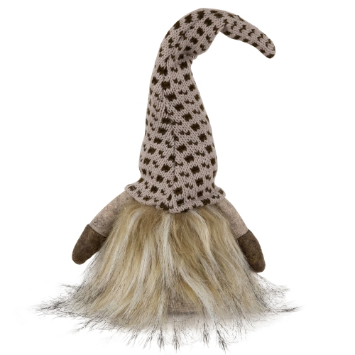 12.5" Beige and Brown Sitting Christmas Gnome Figure