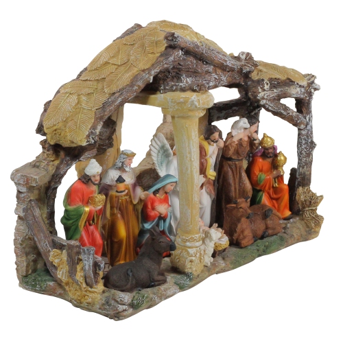 18" Traditional Religious Christmas Nativity with Stable House Decoration