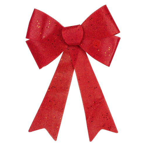 NORTHLIGHT  16" Led Lighted Burlap Bow Christmas Decoration With Color Changing Lights In Red