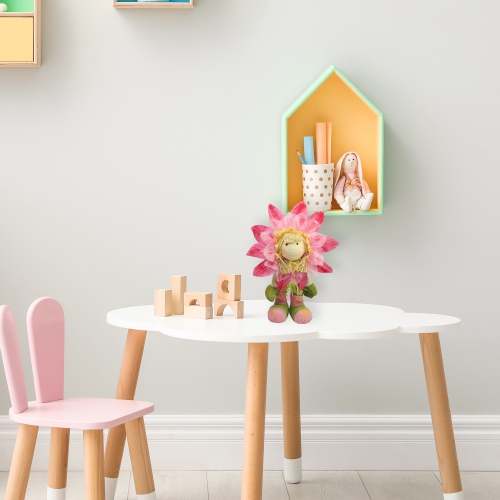 29" Pink, Green and Yellow Spring Floral Standing Sunflower Girl Decorative Figure