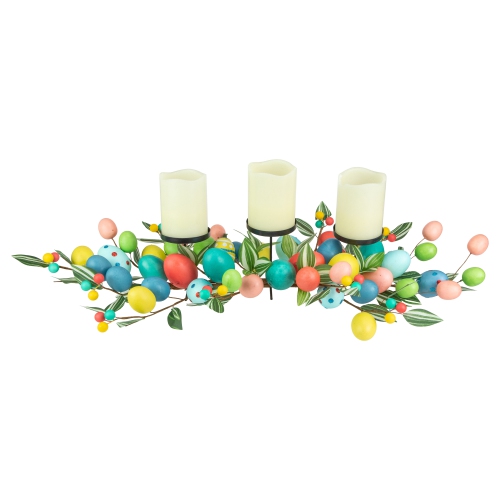 32" Colorful Easter Egg Pillar Candle Holder Centerpiece
