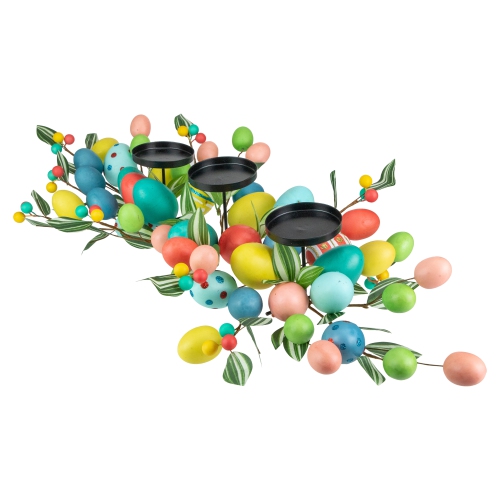 32" Colorful Easter Egg Pillar Candle Holder Centerpiece