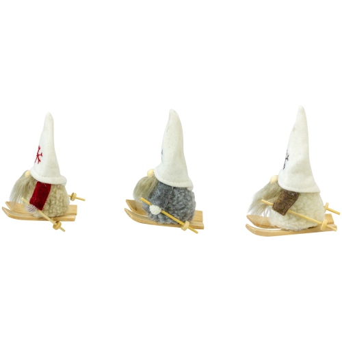 Set of 3 Skiing Gnomes Christmas Ornaments 4.5"
