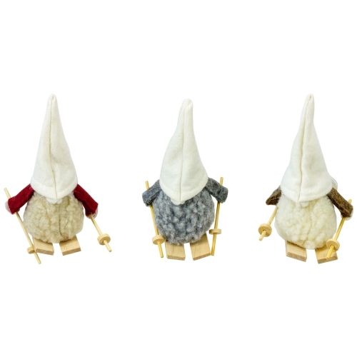 Set of 3 Skiing Gnomes Christmas Ornaments 4.5"