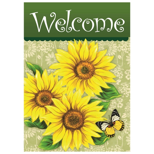 Welcome Sunflowers and Butterfly Spring Outdoor Garden Flag 12.5" x 18"