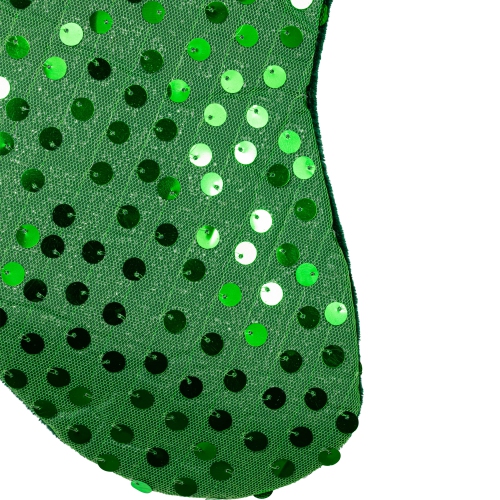20" Shiny Metallic Green Sequined Christmas Stocking with Velveteen Cuff