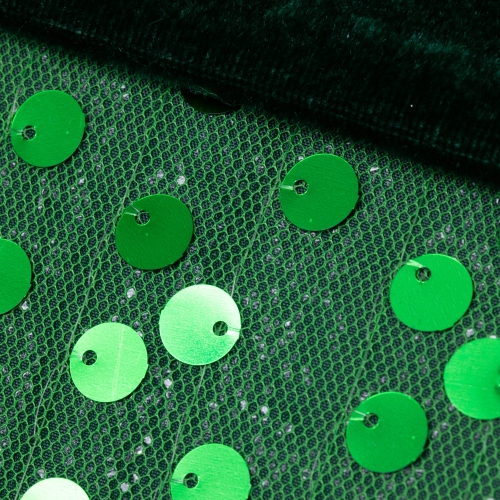 20" Shiny Metallic Green Sequined Christmas Stocking with Velveteen Cuff