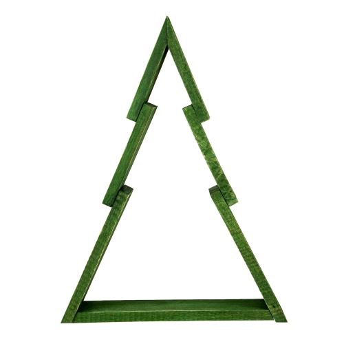 12" Green Geometric Wooden Christmas Tree Tabletop Display