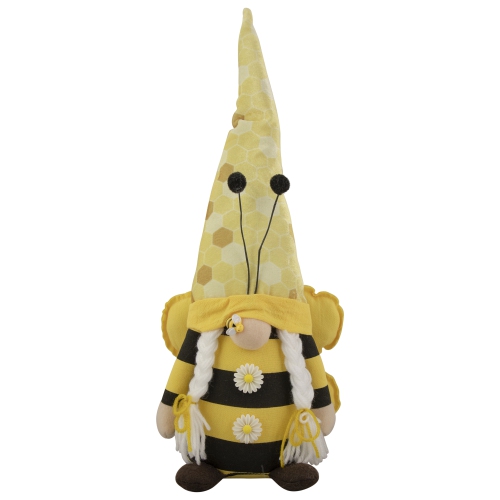 NORTHLIGHT  17" Black And Bumblebee Girl Springtime Gnome In Yellow