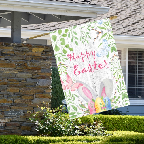 Happy Easter Bunny Ears Outdoor House Flag 28" x 40"