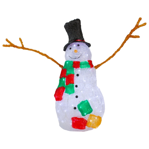 23" Lighted Commercial Grade Acrylic Snowman Christmas Display Decoration