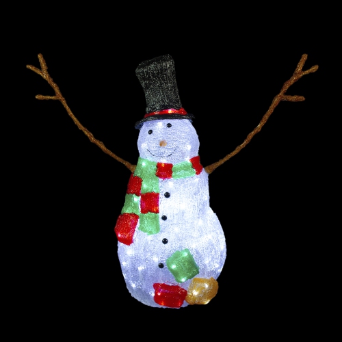 23" Lighted Commercial Grade Acrylic Snowman Christmas Display Decoration