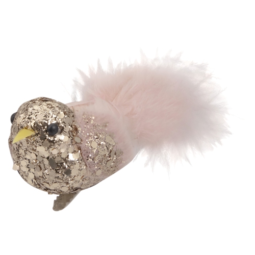 4" Pink Sequin Clip On Bird Christmas Ornament