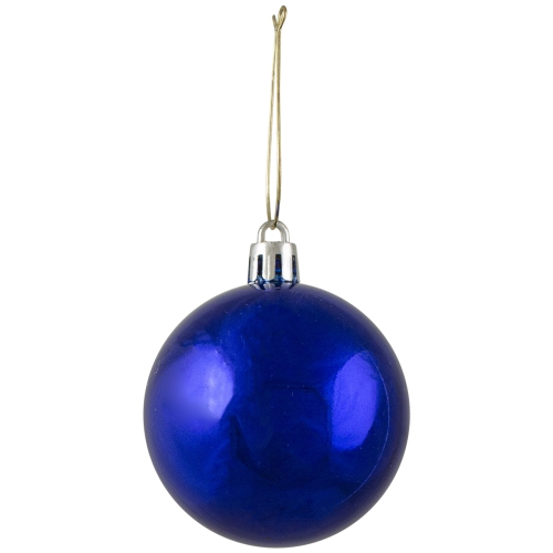 12ct Silver and Blue 2-Finish Shatterproof Ball Christmas Ornaments 4"